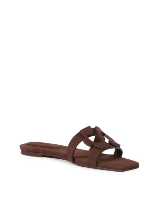 Jonathan Simkhai Brown Monogram Suede Sandals