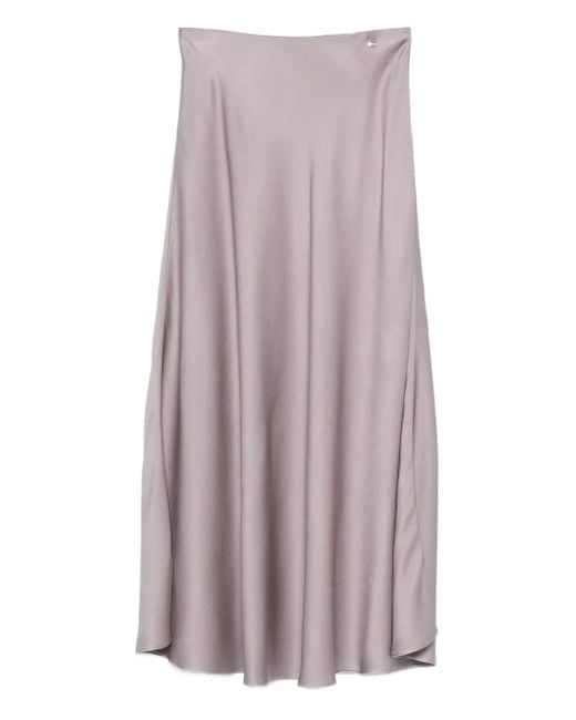 Herno Purple Taupe Satin Midi Skirt
