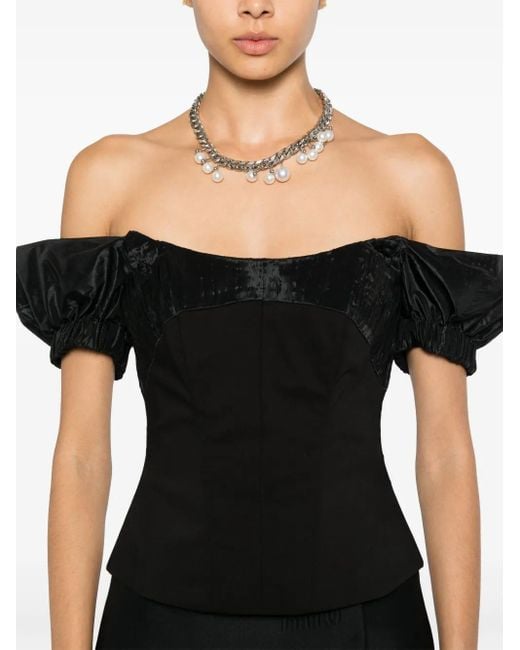 V:PM ATELIER Black Paloma Off-Shoulder Corset Top