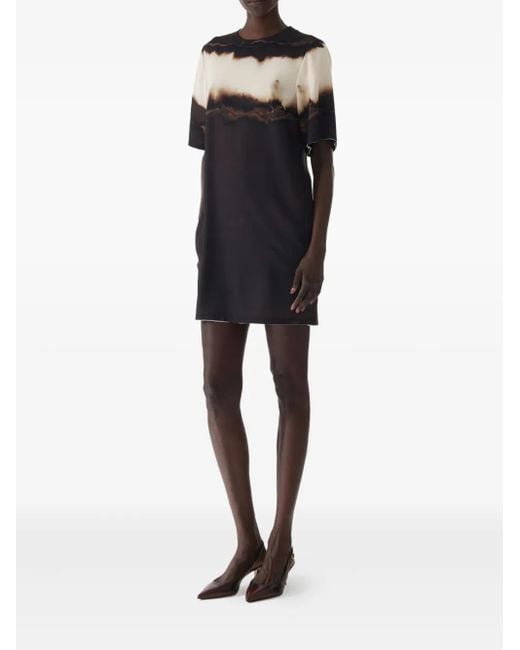Jason Wu Black Diffused Ombre Stripe Short-Sleeve Shift Dress