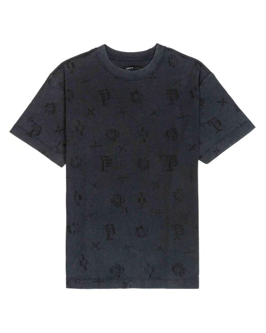 Purple Brand Blue Monogram-jacquard Cotton T-shirt for men