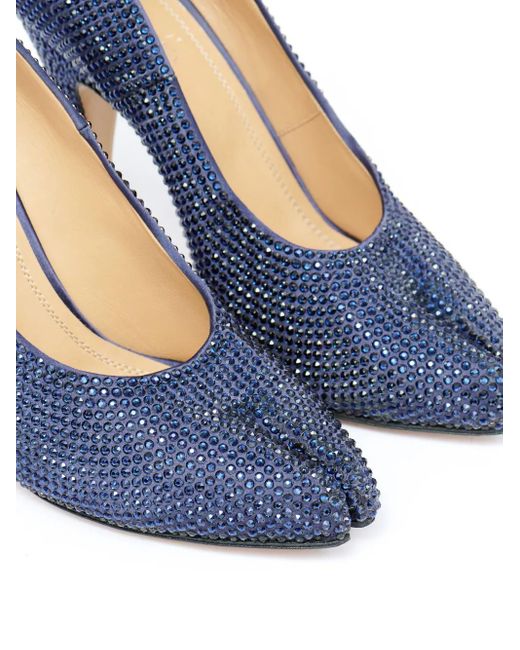 Maison Margiela Blue Tabi 110Mm Rhinestone-Embellished Pumps