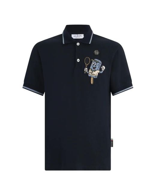 Philipp Plein Blue Gelato Monsters Polo Shirt for men