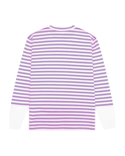COMME DES GARÇONS PLAY Pink Striped Logo-Patch T-Shirt