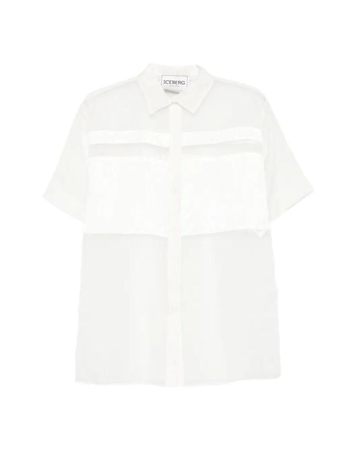 Iceberg White Sheer-Panel Shirt