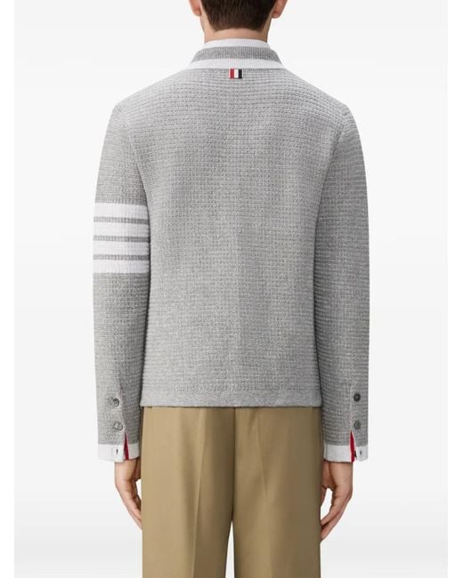 Thom Browne Gray Signature Striped Cardigan Jacket for men