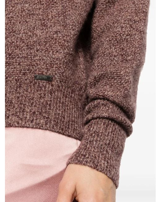 Kiton Brown Roll-Neck Speckle-Knit Jumper