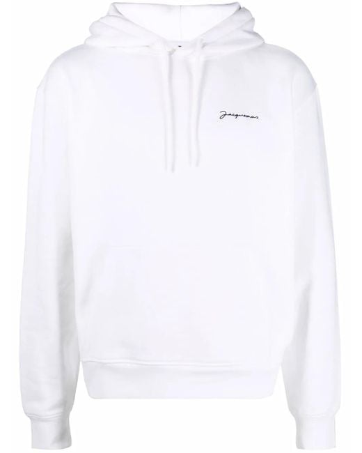 Jacquemus White Le Sweatshirt Brodé Hoodie