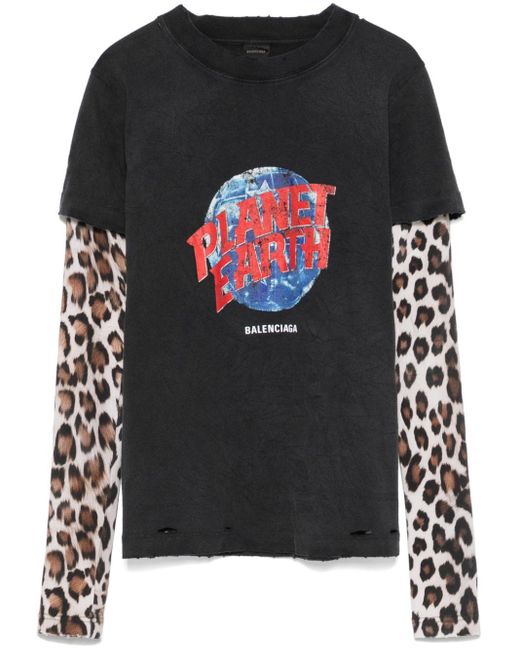 Balenciaga Planet Earth T-Shirt in Black | Lyst