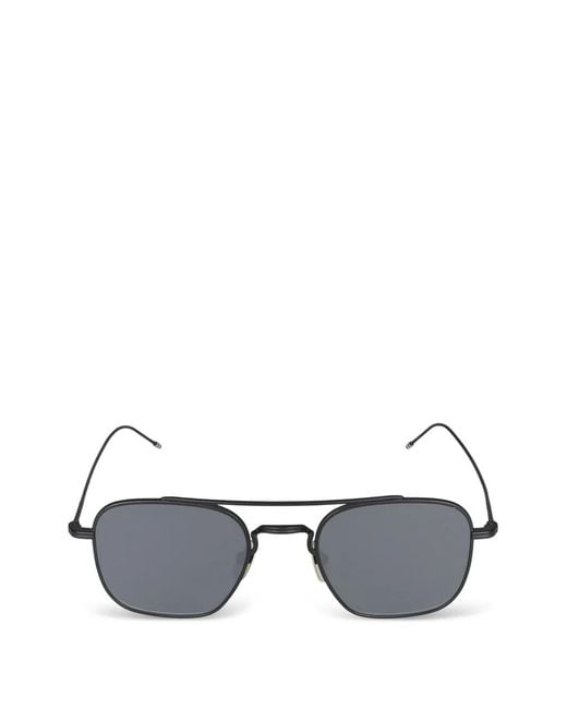 Thom Browne Black Pilot-Frame Sunglasses