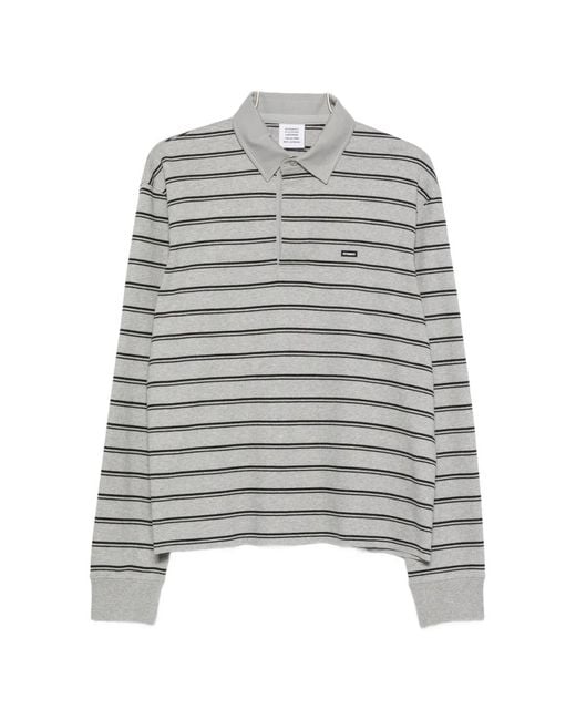 Vetements Gray Striped Long-Sleeve Polo Shirt for men