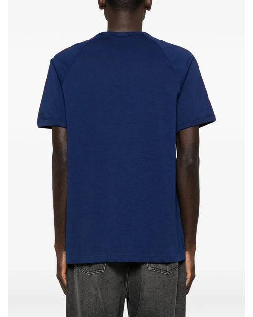 Adidas Blue 3-Stripes-Logo T-Shirt for men