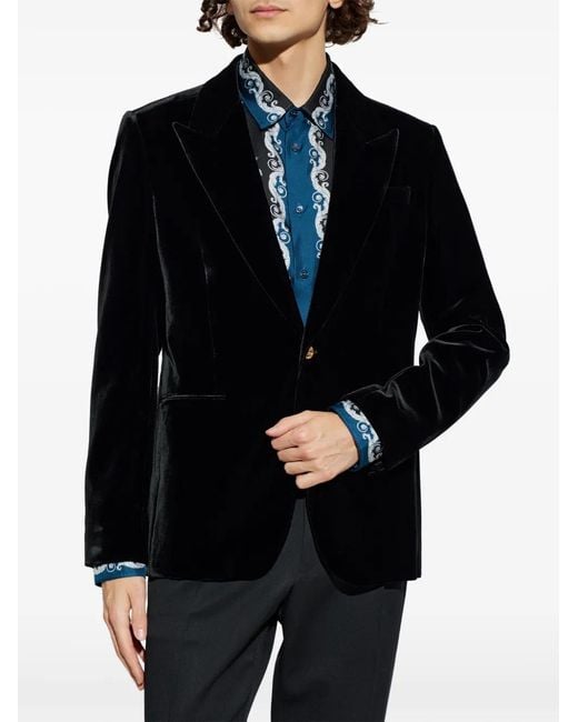 Versace Black Velvet Single-Breasted Blazer for men