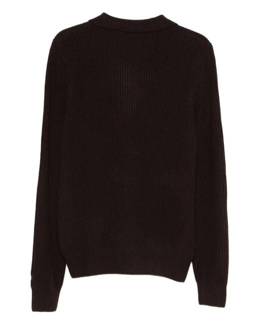 Mc2 Saint Barth Black Ribbed Collared Sweater for men
