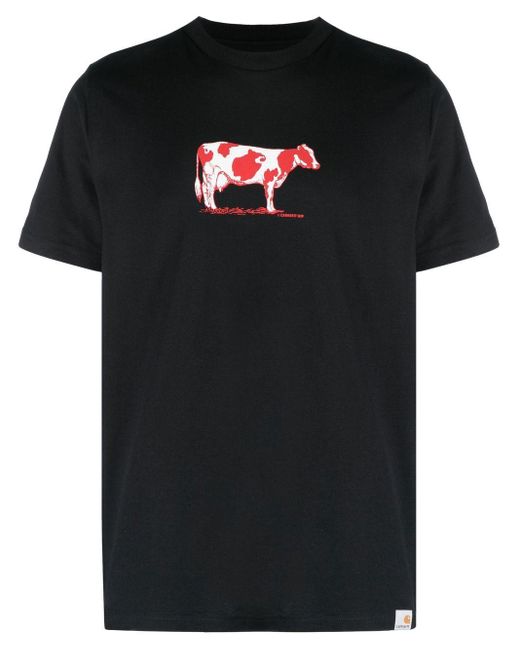 Carhartt WIP Black Cow-print Organic Cotton T-shirt for men