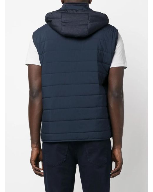 Manzoni 24 Blue Hooded Padded Gilet for men
