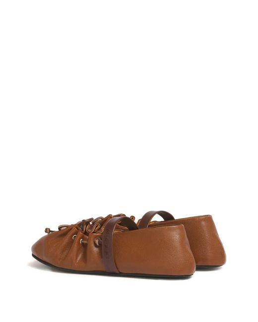 Marni Brown Leather Mary Jane Soft Ballerinas