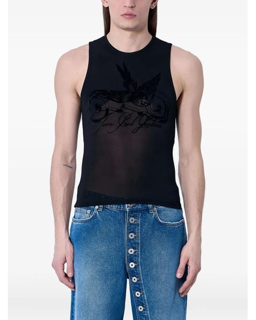 Jean Paul Gaultier Blue Tattoo Tank Top for men