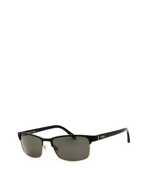 Fossil Black Rectangle-Frame Sunglasses for men