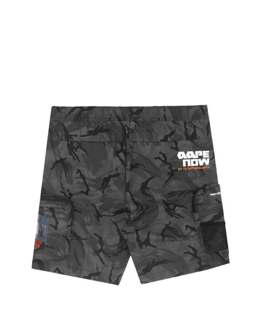 Aape By A Bathing Ape Gray Moonface-Patch Cargo Shorts for men