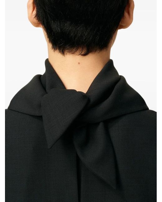 AMI Black Bandana-Collar Wool Blouse