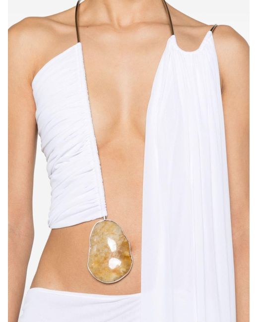 Christopher Esber White Elliptic Stone Draped Gown - Women's - Lycra/nylon/brass