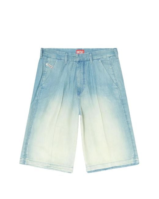 DIESEL Blue Faded Denim Shorts for men