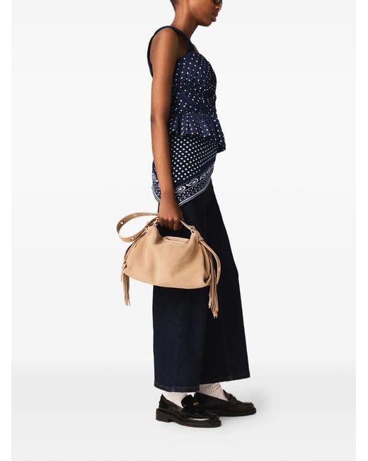 Maje Blue Patterned Bustier Top
