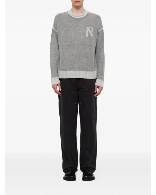 Represent Gray Logo-Jacquard Sweater for men