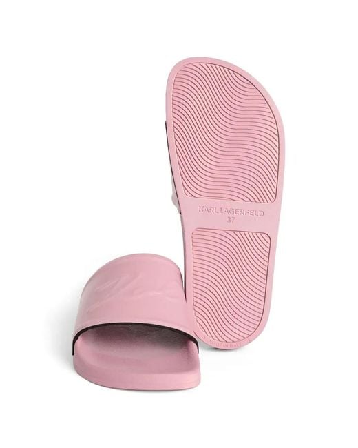 Karl Lagerfeld Pink Claquettes À Logo Embossé