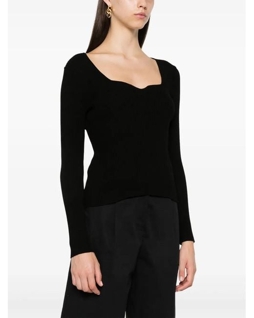 P.A.R.O.S.H. Black Square-Neck Sweater