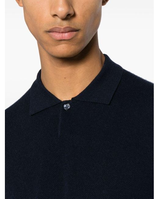 Orlebar Brown Blue Bruno Longsleeved Cashmere Polo Shirt for men