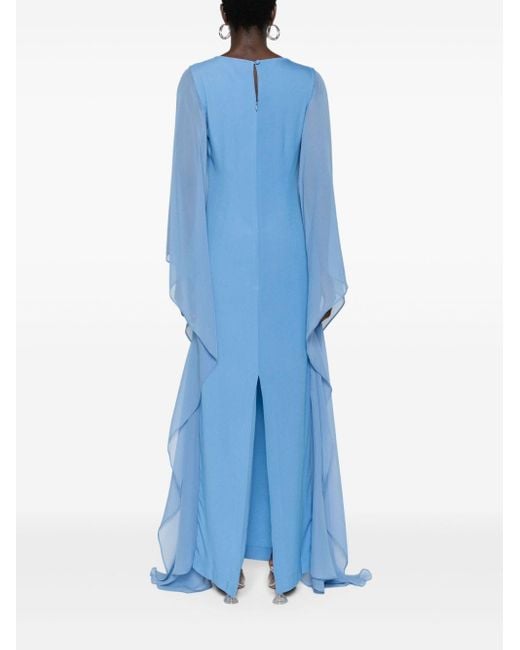 ‎Taller Marmo Blue Draped-sleeve Gown