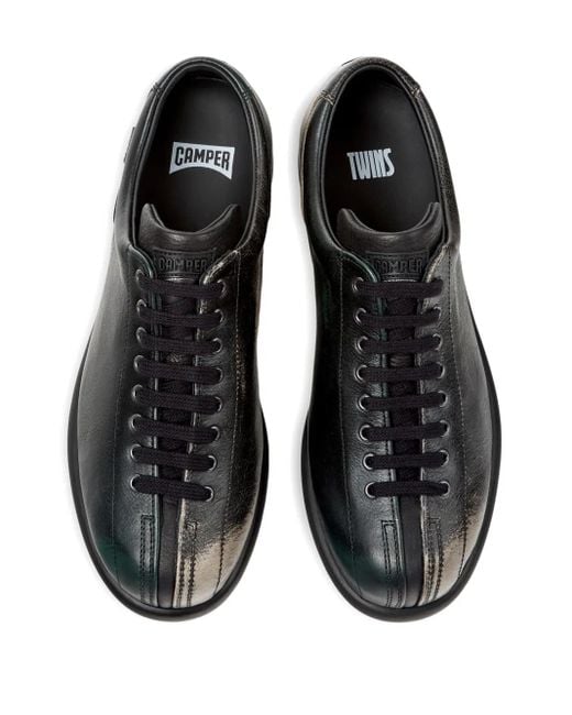 Camper Black Pelotas Twins Leather Lace-Up Sneakers