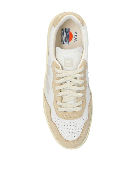 Veja White V-90 Leather Sneakers