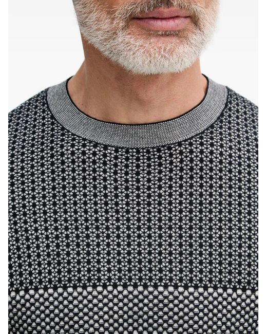ARMANI EXCHANGE Gray Geometric-Pattern Sweater for men