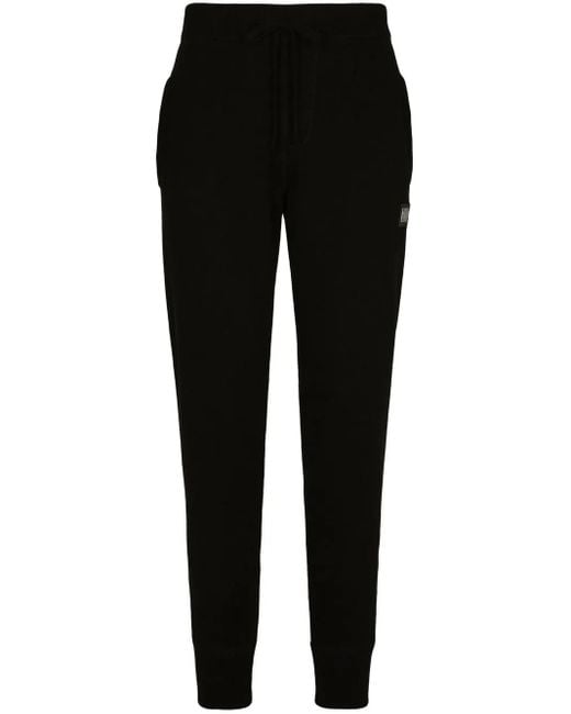 Dolce & Gabbana Black Wool-Cashmere Track Pants for men
