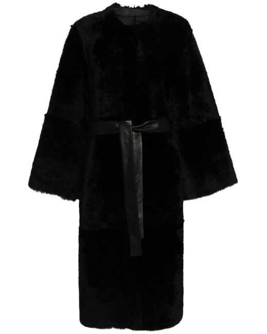 Desa Nineteenseventytwo Black Reversible Sheepskin Maxi Coat