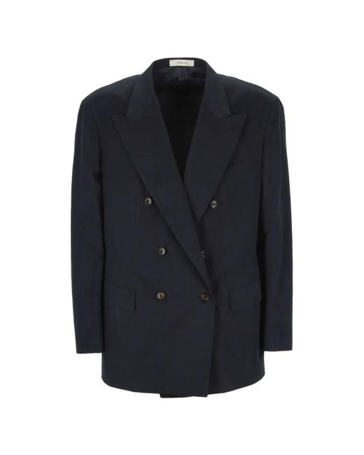 Umit Benan Blue Double-Breasted Peak-Lapels Jacket