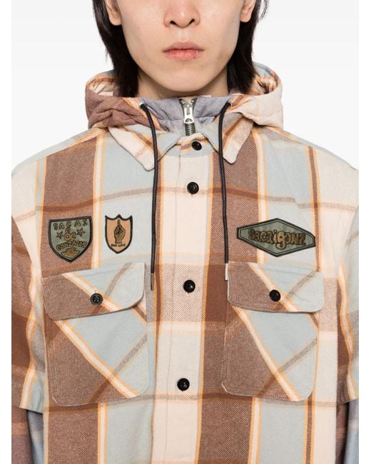 メンズ Sacai チェック シャツジャケット Brown