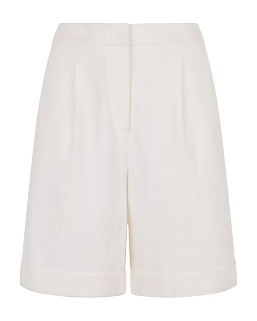 Peserico White High-Waisted Shorts