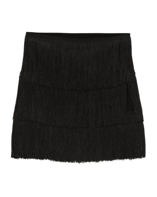 Norma Kamali Black Fringe Mini Skirt