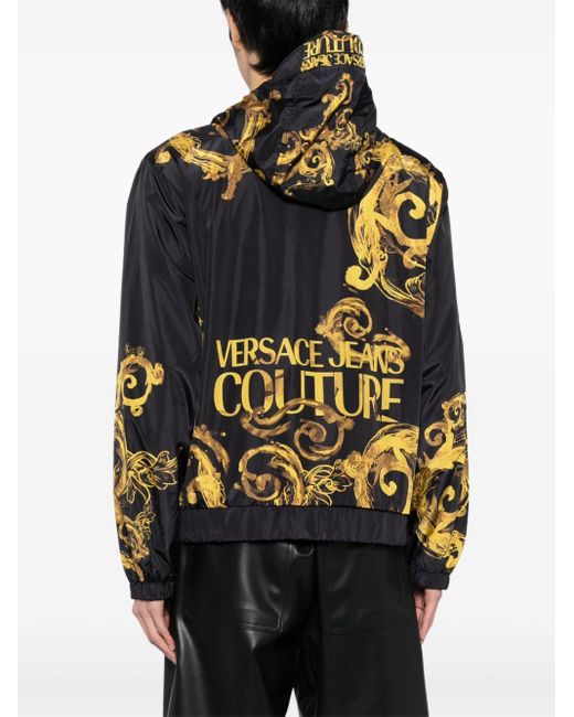 Versace Black Logo-print Windbreaker Jacket for men