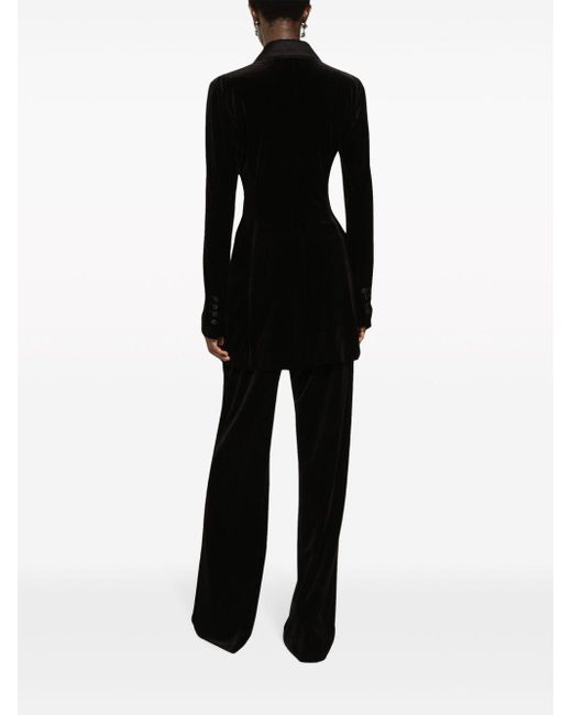 Giacca turlington doppiopetto in velluto di Dolce & Gabbana in Black