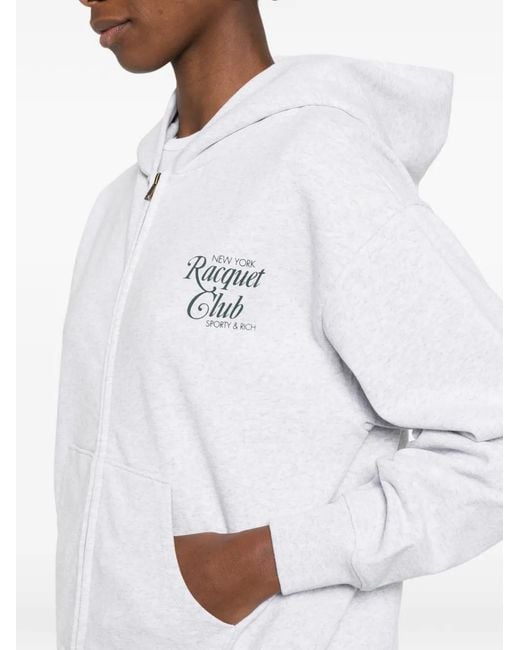 Sporty & Rich White Hoodie À Fermeture Zippée