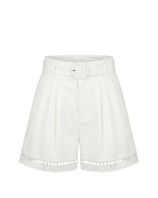 Twinset White Belted Shorts
