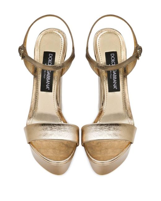Sandalias con tacón de 105mm y placa del logo Dolce & Gabbana de color White