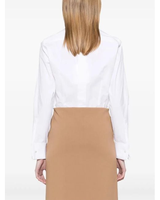 Max Mara White Angora123 Popeline Body Shirt