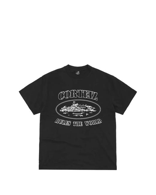 corteiz Black Artillery Graphic-Print T-Shirt