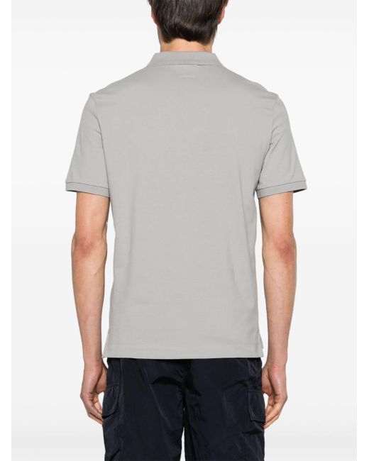 C P Company Gray Logo-embroidered Cotton Polo Shirt for men